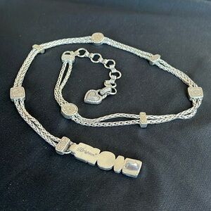 Brighton - Vintage Silver Tone Double Strand Heart Chain Belt